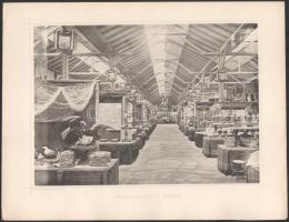 1885 Budapesti, Országos Általános Kiállítás, mezőgazdasági csarnok belseje, nyomat, 26×33 cm