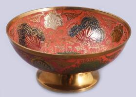 Indiai zománcozott réz kínáló, d: 13,5 cm, m: 6,5 cm