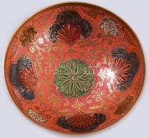 Indiai zománcozott réz kínáló, d: 13,5 cm, m: 6,5 cm