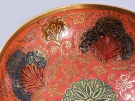 Indiai zománcozott réz kínáló, d: 13,5 cm, m: 6,5 cm