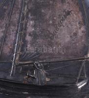 Budapest feliratos hajós témájú ón levéltartó, 23x29 cm