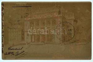 1899 Budapest VII. Királyi Operaház. Kunstanstalt Kosmos No. 174. fény felé tartandó / hold to light (lyuk / pinhole)