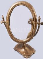 Szecessziós stílusú asztali bronz tükör, m: 24 cm