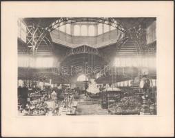1885 Budapesti, Országos Általános Kiállítás, Iparcsarnok belseje, nyomat, 26×33 cm