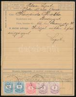 1890 Távirat 5 bélyeges kiegészítéssel (3 színű) / PS-telegram with 5 stamps additional franking