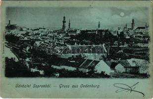 1899 Sopron, látkép este holdfényben. Kummert L. kiadása No. 61. (EM)