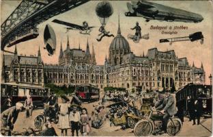 1914 Budapest V. Parlament, Országház a jövőben montázs. L. és P. 2646. / in the future montage (fl)