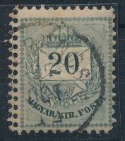 1881 Színesszámú 20kr bal oldalon kettős fogazással (ex Lovász) / double perforation