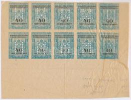 Budapest Székesfőváros Törvényhatósága 40K 10-es tömb hártyapapíron, perforációval