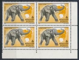 1981 Kittenberger Kálmán 4Ft négyestömb "MAGYAP" lemezhibával / Mi 3475 block of 4 with plate variety