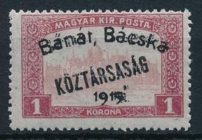 Bánát-Bácska 1919 Parlament/Köztársaság 1K kettős felülnyomással / Mi 31 with double overprint
Sign...