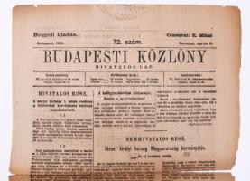 1919 Bp., A Budapesti Közlöny 72. száma, román cenzúrával
