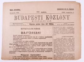 1919 Bp., A Budapesti Közlöny 77. száma, román cenzúrával