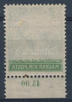 1920/1924 Arató 50f zöld ívszéli bélyeg részleges gépszínátnyomattal (kis folt) / Mi 329 with partial machine offset (small spot)