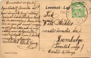 1915 Dunaszekcső, Gőzátkelés a Dunán, gőzhajó, komp. Balogh Pál kiadása (fa)