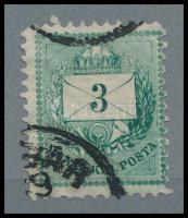 1881 3kr a koszorú látványos vésésjavításával (ex Orbán, Sebestyén aranyérmes kiállítási anyagból) / with retouche