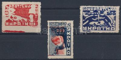 Kárpát-Ukrajna 1945 Teljes sor stecklapon / Mi 78-80 set