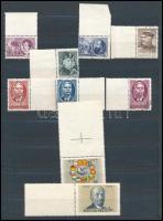 1951-1957 9 db klf bélyeg nagy ívszéllel (majdnem üres mező)