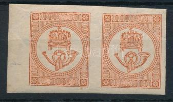 1896 Hírlapbélyeg újnyomat ívszéli pár. Az összefüggések nagy ritkaságok! / Newspaper reprint pair