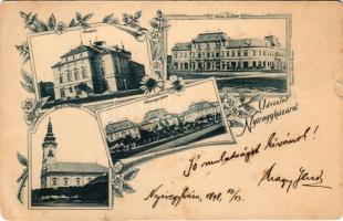 1898 Nyíregyháza, Színház, Korona szálloda, Vármegyeháza, Evangélikus templom. Art Nouveau, floral (szakadás / tear)