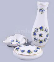 Hollóházi Szeder mintás háromrészes szett, jelzett, hibátlan, m: 24 cm alatt