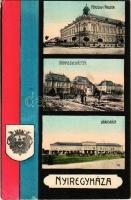 1909 Nyíregyháza, Pénzügyi palota, Vármegyeház tér, Városháza. Deutsch M. kiadása. Szecessziós, címeres keret (EK)