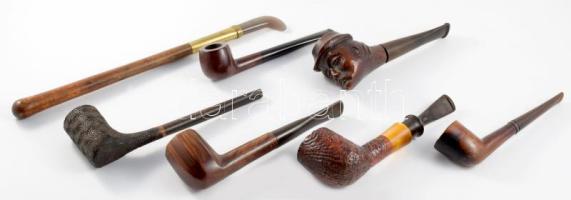 6 darab pipa + tömködő, közte férfi fejes.