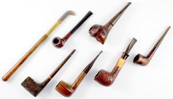 6 darab pipa + tömködő, közte férfi fejes