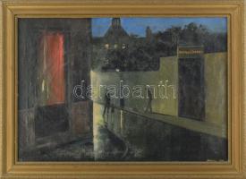 Corini Margit (1897-1982): Párizsi éjjel, 1934. Olaj, vászon, kartonon. Jelezve jobbra lent: Corini 1934. Dekoratív fakeretben. 38x53 cm