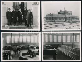1938 Gdynia, Lengyelország, fürdő, fürdő belső terei, 4 db feliratozott fotó, 9×12 cm
