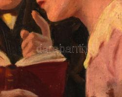 Margitay Tihamér (1859-1922): Pásztoróra (A széptevő). Olaj, vászon, jelezve balra lent, 38×47 cm. A...