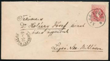 1869 5kr díjjegyes boríték luxus "ALSÓ-KUBIN" bélyegzéssel Liptószentmiklósra / PS-cover with luxury postmark