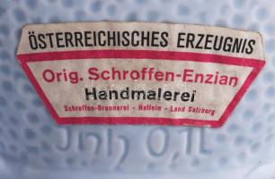 Original Schroffen Enzian osztrák likőr, porcelán flaskában, bontatlan, m: 14 cm
