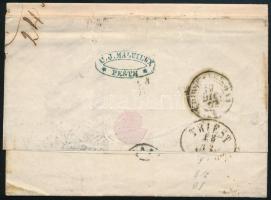 1867 15kr külföldre, Olaszországba küldött levélen, "PEST / VASP." - Bassano / Mi 39 on co...