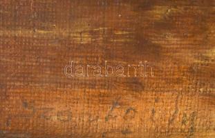 Olvashatatlan jelzéssel: Őszi erdő. Olaj, vászon, 40,5×50,5 cm. Dekoratív, sérült fakeretben