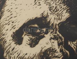 Fery Antal (1908-1994): Michelangelo. Fametszet, papír, jelzett, apró foltokkal, üvegezett fakeretbe...