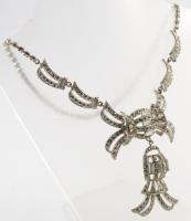 Art deco ródium ékszer szett markazitokkal. Nyakék, fülbevaló