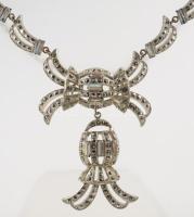 Art deco ródium ékszer szett markazitokkal. Nyakék, fülbevaló