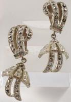 Art deco ródium ékszer szett markazitokkal. Nyakék, fülbevaló