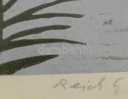 Reich Gábor (1951-): Július. Linómetszet, papír, jelzett, üvegezett fakeretben, 35×24,5 cm