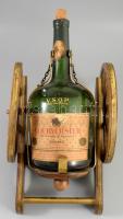 Courvoisier Cognac ital ágyú, réz, fa., üres palackkal, nagy méret 42 cm
