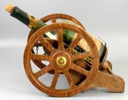 Courvoisier Cognac ital ágyú, réz, fa., üres palackkal, nagy méret 42 cm