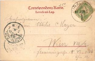 Lajtabruck, Bruck an der Leitha; látkép Királyhida és Bruckújfalu Tábor felől / Monarchen Gloriette ...