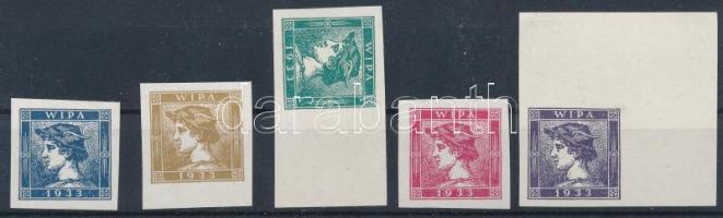 1851 Merkúr Hírlapbélyeg 5 klf. színű utánnyomat az 1933 évi WIPA bélyegkiállításra