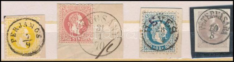 1867 3 bélyeg és 1 db Hírlapbélyeg, közte "SZUCSÁNY" (Gudlin 400 p)