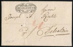 1829 Portós levél teljes tartalommal "GR.WARDEIN - Debreczin / Unpaid cover with full content (Müller 100 p)