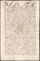 1780 Todl Dániel leleszi prépost nevében kiállított latin nyelvű okirat (Szucsányi László és György meghatalmazása Szucsányi Gábor részére), másfél beírt oldal, papírfelzetes viaszpecséttel