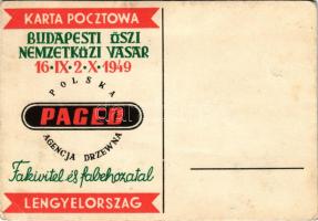 1949 Budapest Őszi Nemzetközi Vásár, Fakivitel és fabehozatal, Lengyelország / Hungarian and Polish advertisement + So. Stpl (b)
