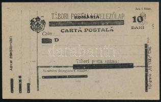 Kolozsvár 1919 Használatlan felülnyomott díjjegyes tábori levelezőlap / unused PS-card Signed: Bodor