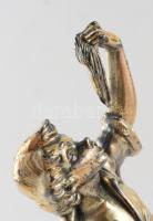 Spagettit evő fiú - olasz ezüsttel bevont szobor, kopással, m: 21 cm